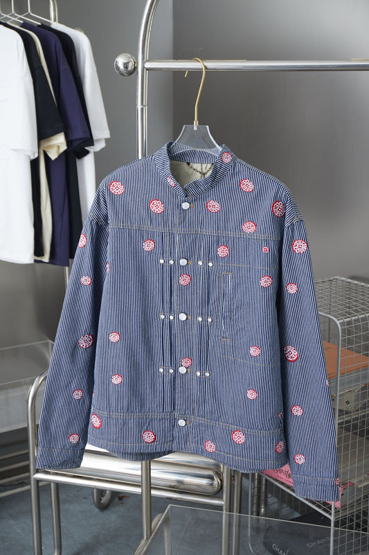 250902 A new high-quality striped embroidered denim jacket