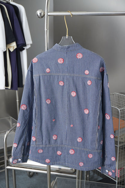250902 A new high-quality striped embroidered denim jacket