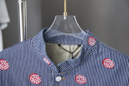 250902 A new high-quality striped embroidered denim jacket