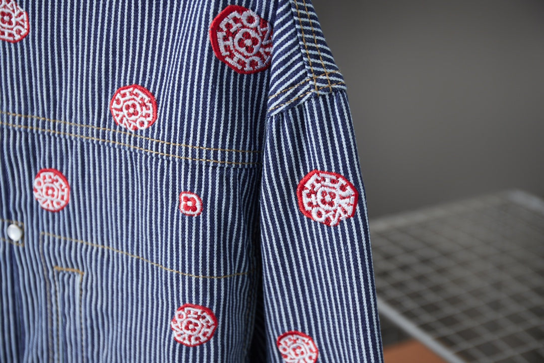 250902 A new high-quality striped embroidered denim jacket