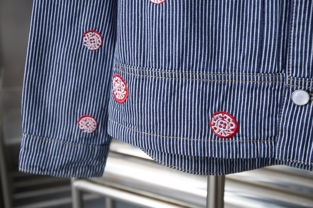250902 A new high-quality striped embroidered denim jacket