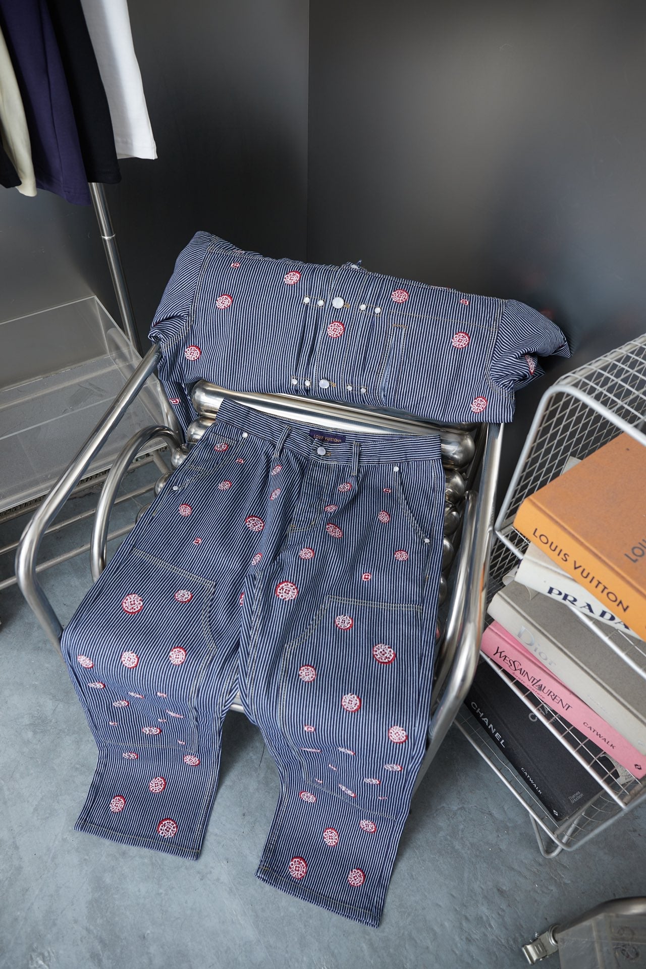 250902 New high-quality striped workwear embroidered jeans