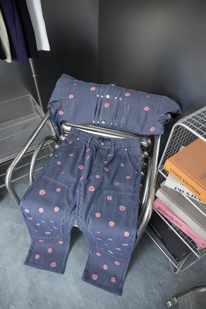 250902 New high-quality striped workwear embroidered jeans