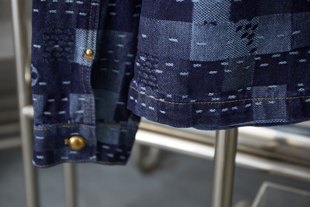 250902 New high-quality checkerboard texture skateboard denim jacket