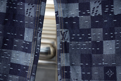 250902 New high-quality checkerboard texture skate jeans