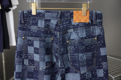 250902 New high-quality checkerboard texture skate jeans