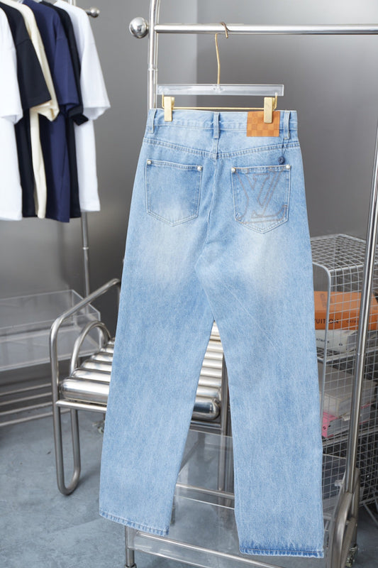250902 New high-quality embroidered letter denim trousers