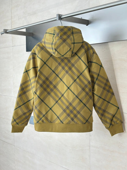 250902 New high-quality checkered hooded zipper cotton jacket