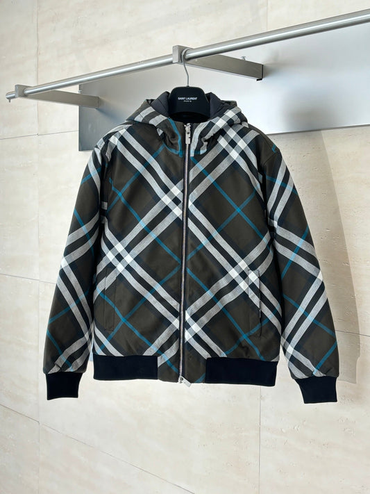 250902 New high-quality checkered hooded zipper cotton jacket