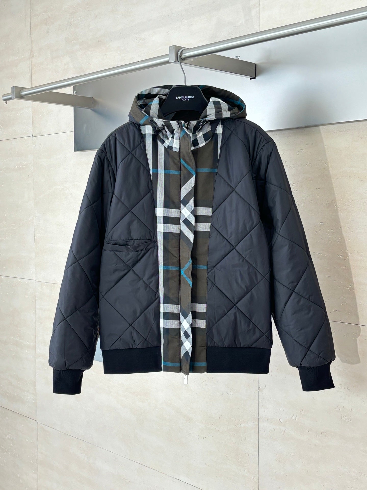 250902 New high-quality checkered hooded zipper cotton jacket