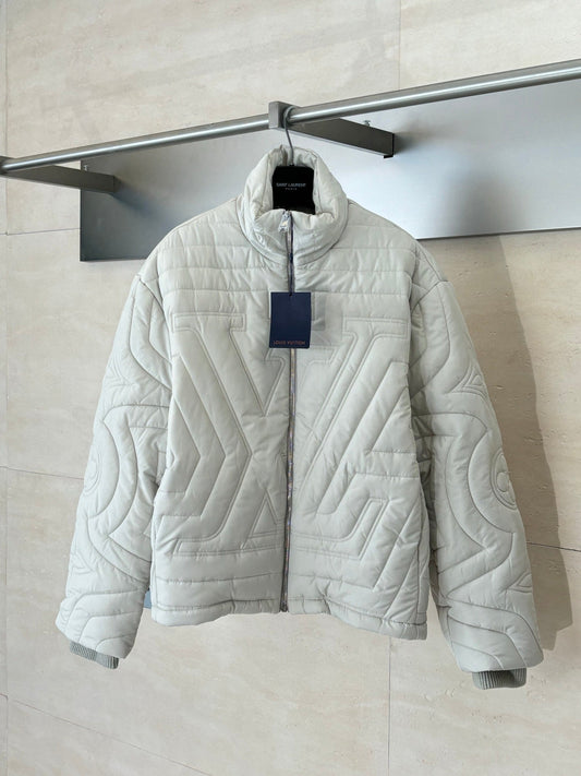 250902 New high-quality letter-embroidered solid-color quilted cotton jacket