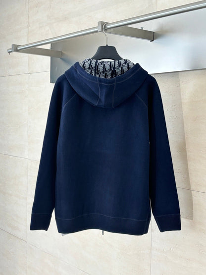250902 A new high-quality double-sided jacquard cashmere knitted hooded sweatshirt
