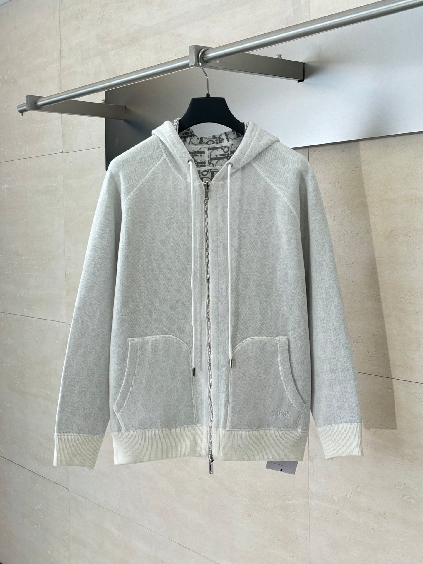 250902 A new high-quality double-sided jacquard cashmere knitted hooded sweatshirt