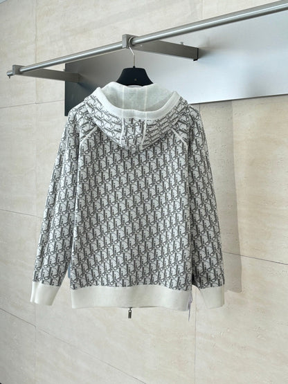 250902 A new high-quality double-sided jacquard cashmere knitted hooded sweatshirt