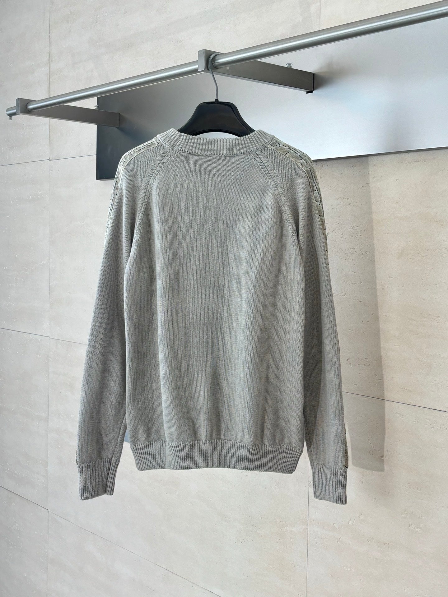 250902 New high-quality jacquard sleeve decorated knitted round-neck sweater