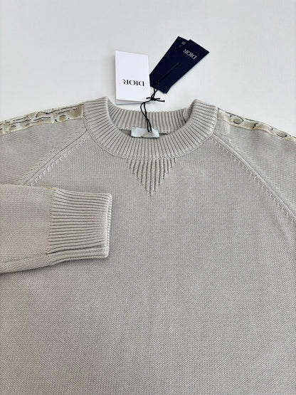 250902 New high-quality jacquard sleeve decorated knitted round-neck sweater