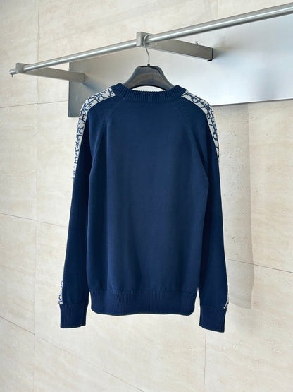 250902 New high-quality jacquard sleeve decorated knitted round-neck sweater