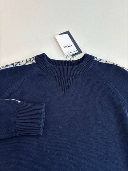 250902 New high-quality jacquard sleeve decorated knitted round-neck sweater