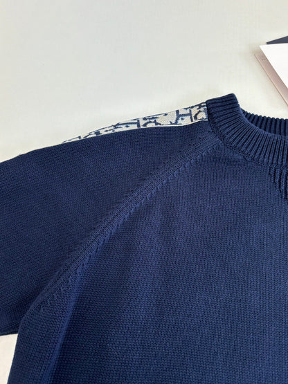 250902 New high-quality jacquard sleeve decorated knitted round-neck sweater