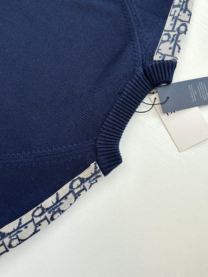 250902 New high-quality jacquard sleeve decorated knitted round-neck sweater