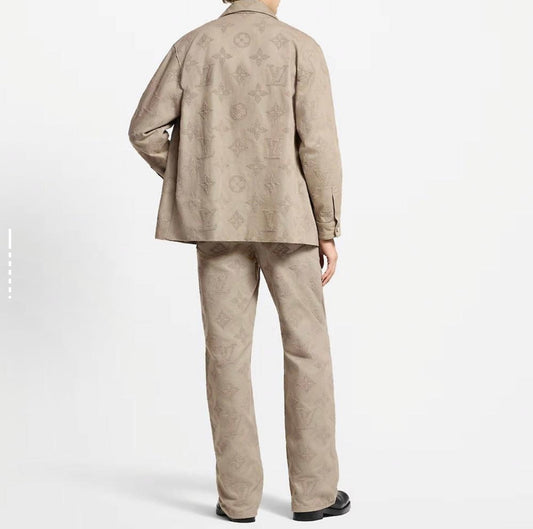 250825 New high-quality embroidered pearlescent button-up trousers