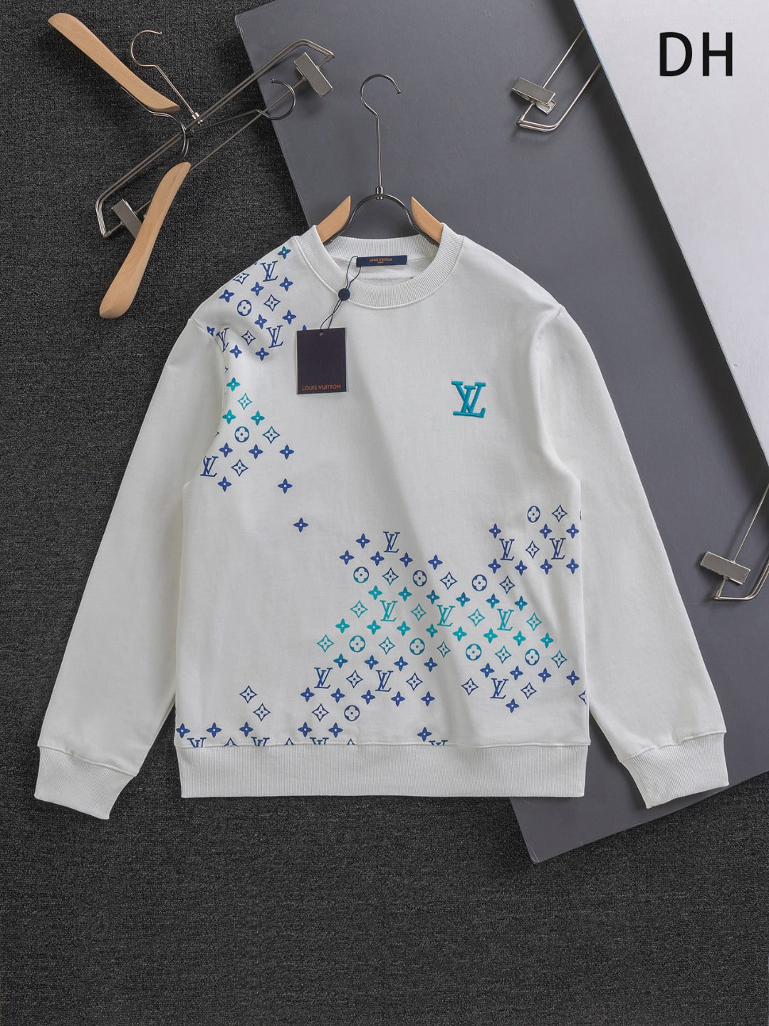 250908 New high-quality heavy industry letter embroidery patchwork round-neck sweatshirt