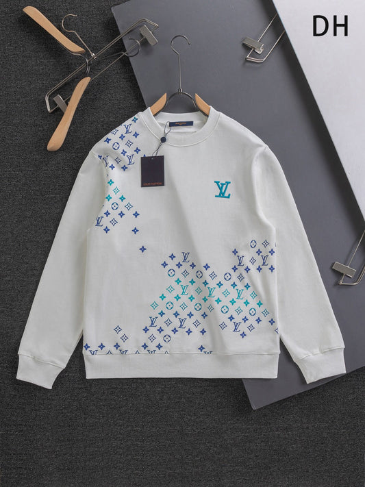 250908 New high-quality heavy industry letter embroidery patchwork round-neck sweatshirt