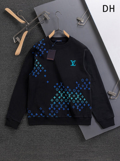 250908 New high-quality heavy industry letter embroidery patchwork round-neck sweatshirt