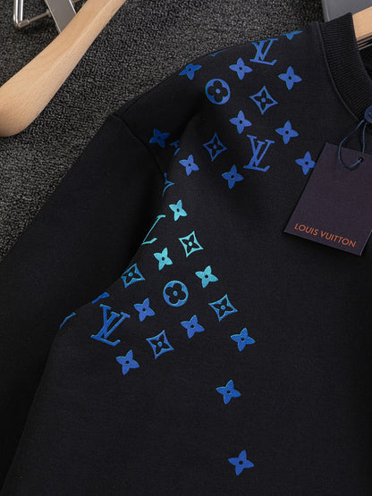 250908 New high-quality heavy industry letter embroidery patchwork round-neck sweatshirt