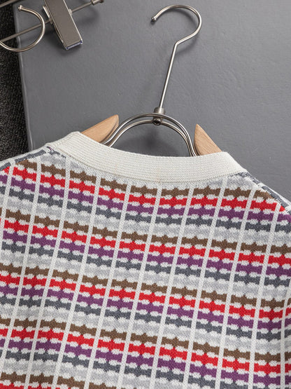 250908 New high-quality jacquard full-printed letter round-neck knit