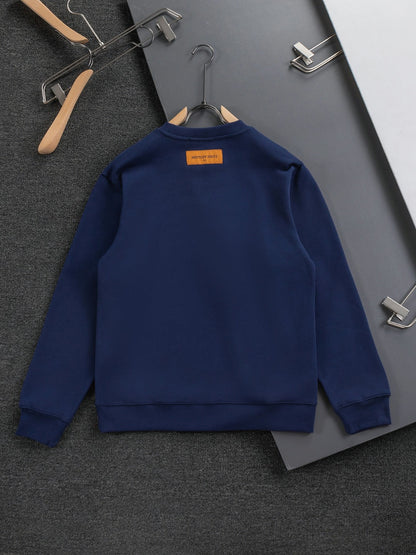 250908 New high-quality letter-embroidered patchwork small boat round-neck sweatshirt