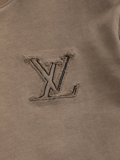 250908 New high-quality cut letter patch round-neck sweatshirt