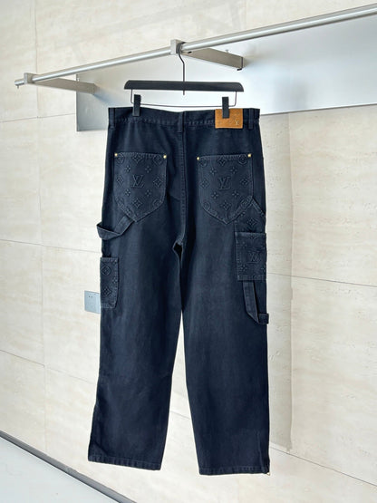 250908 New top-quality jacquard convex heavy industry denim workwear trousers