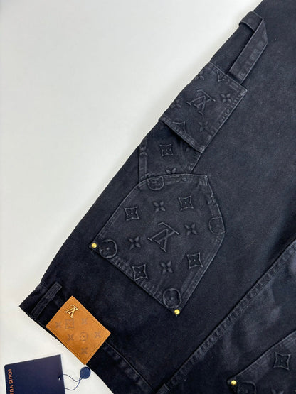 250908 New top-quality jacquard convex heavy industry denim workwear trousers