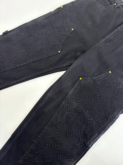 250908 New top-quality jacquard convex heavy industry denim workwear trousers