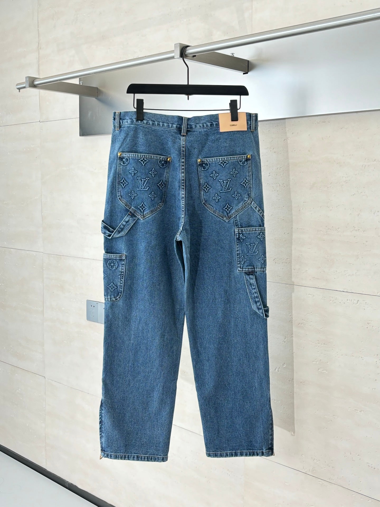 250908 New top-quality jacquard convex heavy industry denim workwear trousers