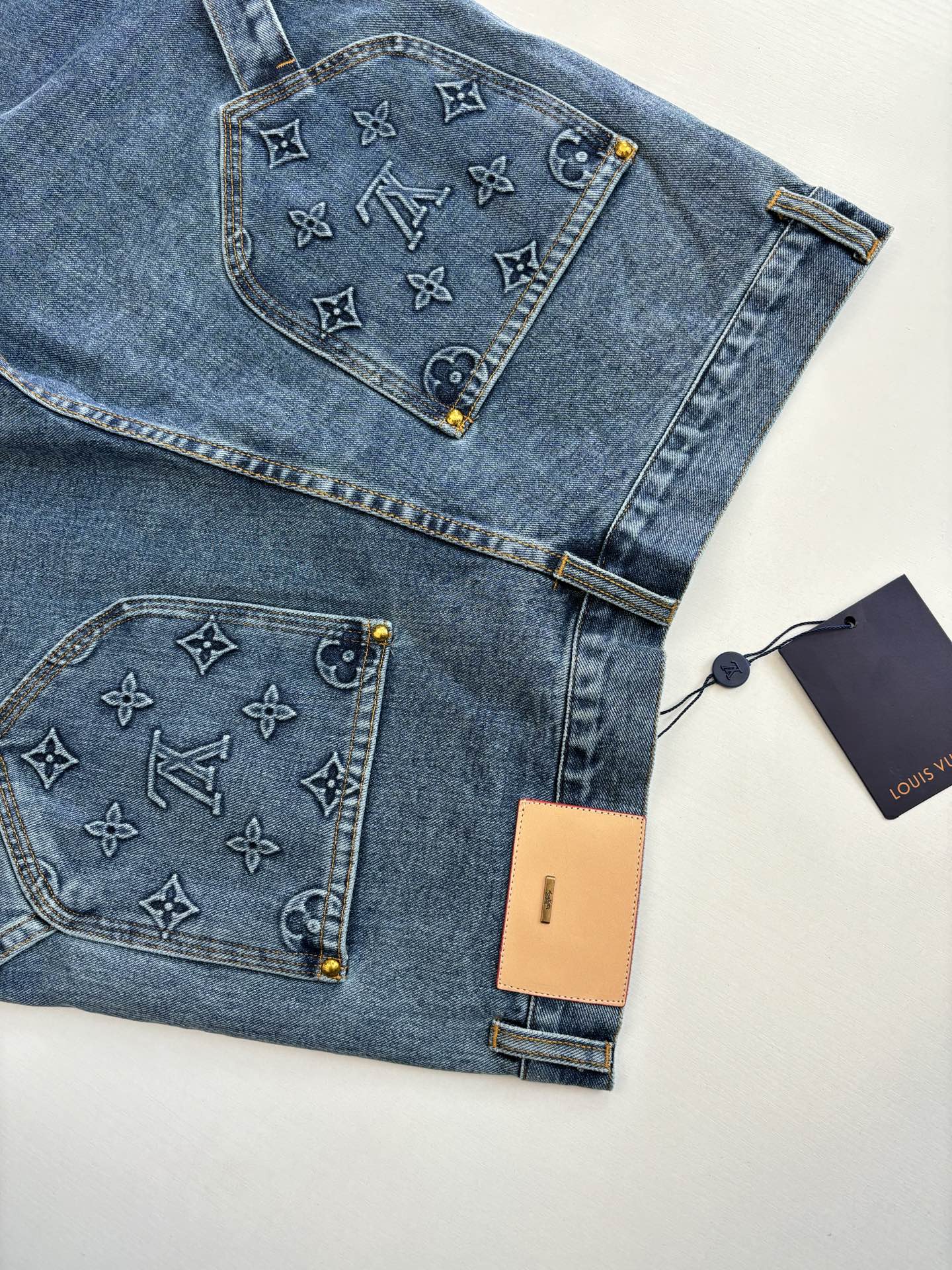 250908 New top-quality jacquard convex heavy industry denim workwear trousers