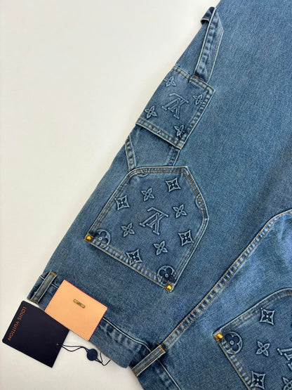 250908 New top-quality jacquard convex heavy industry denim workwear trousers