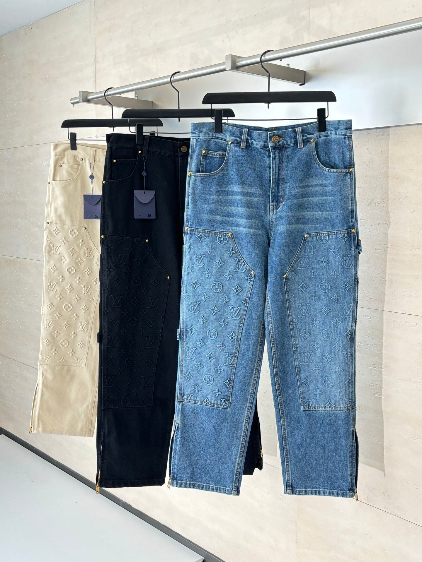250908 New top-quality jacquard convex heavy industry denim workwear trousers
