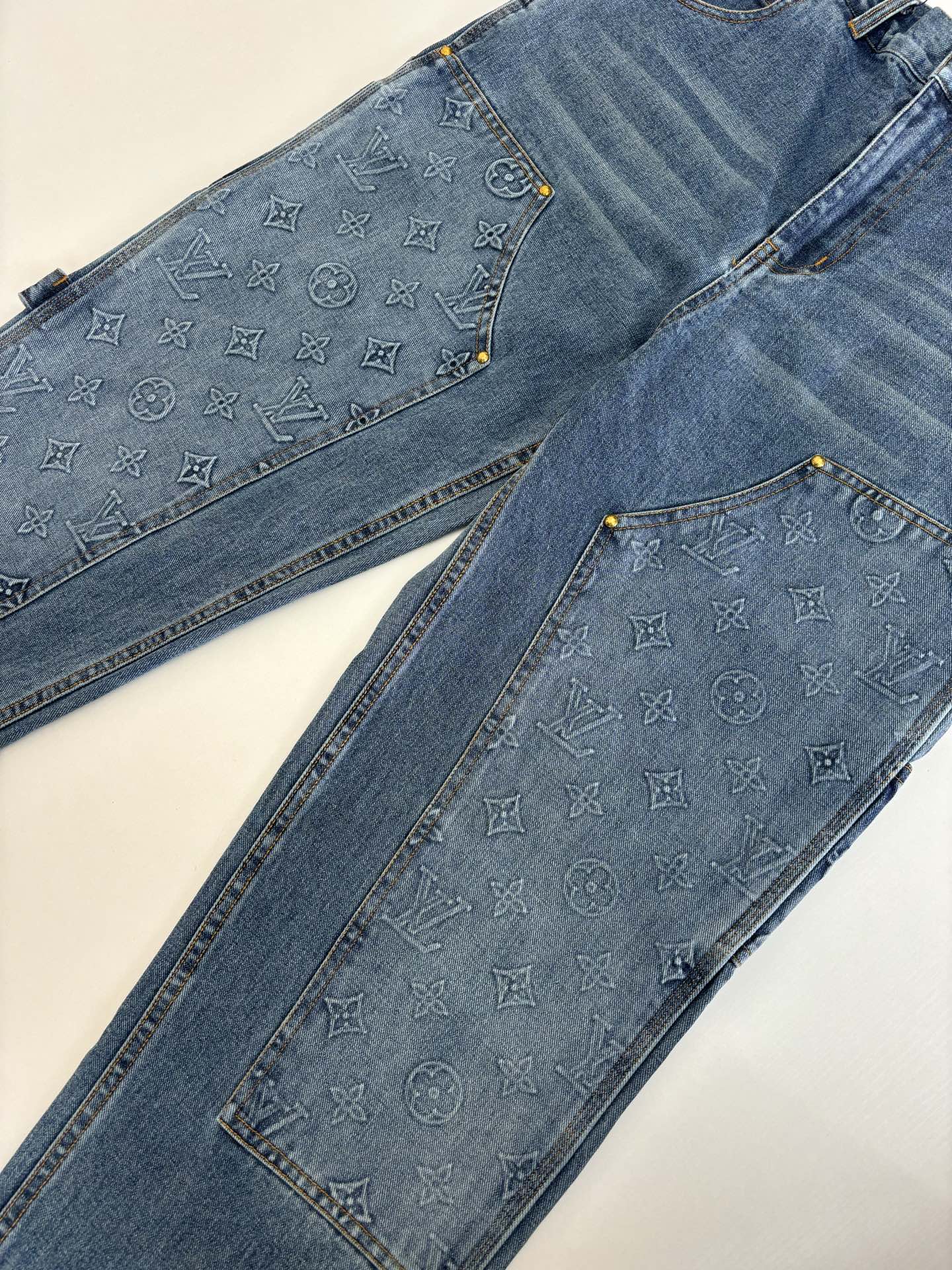 250908 New top-quality jacquard convex heavy industry denim workwear trousers