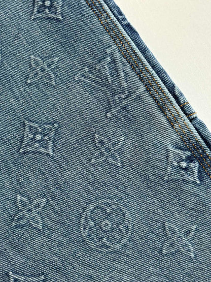 250908 New top-quality jacquard convex heavy industry denim workwear trousers