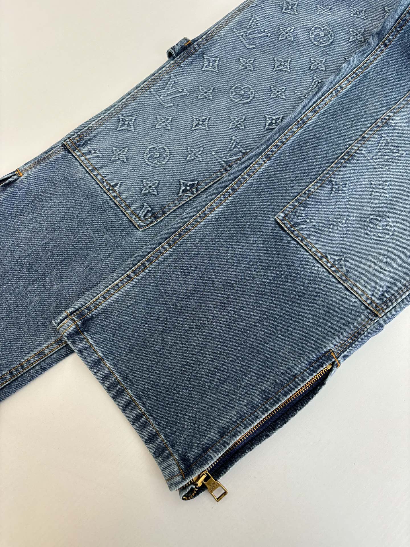 250908 New top-quality jacquard convex heavy industry denim workwear trousers