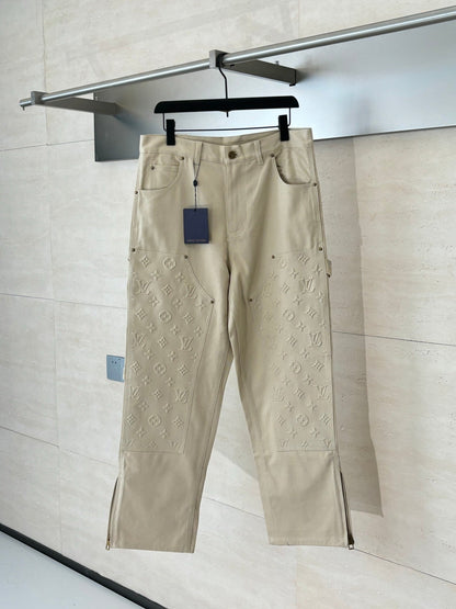 250908 New top-quality jacquard convex heavy industry denim workwear trousers