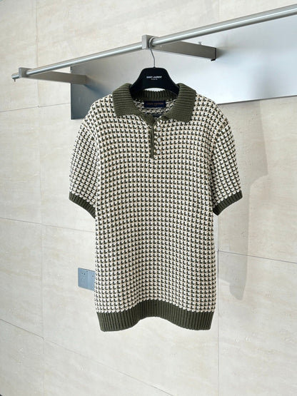 250908 New top-quality color-blocked jacquard knitted short-sleeved POLO shirt