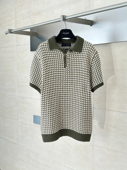 250908 New top-quality color-blocked jacquard knitted short-sleeved POLO shirt