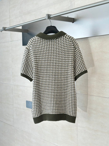 250908 New top-quality color-blocked jacquard knitted short-sleeved POLO shirt