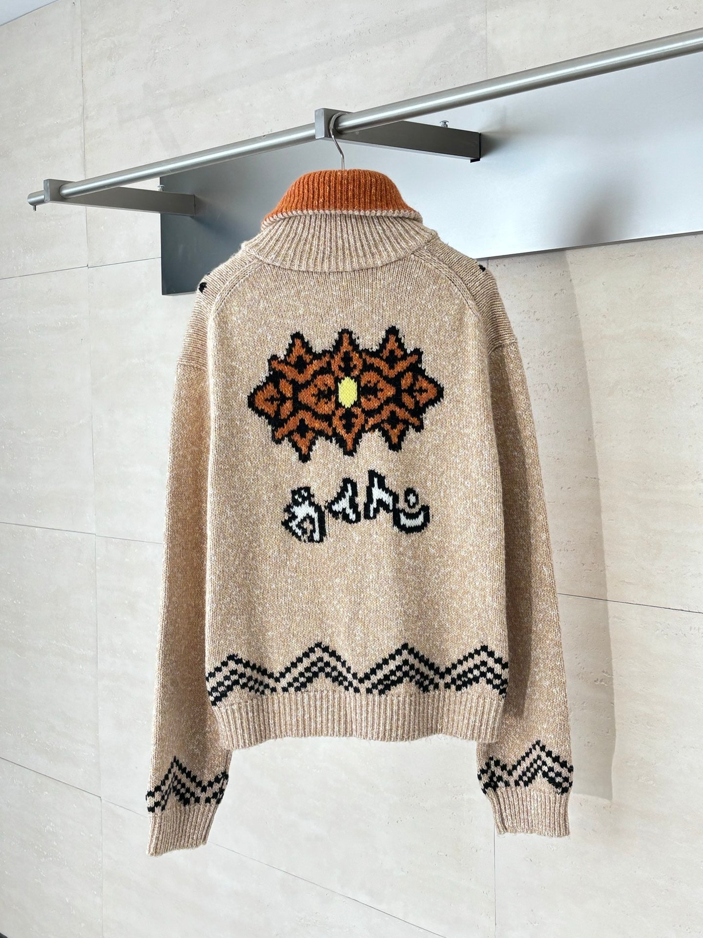 250908 New top-quality lobster patchwork wool knitted zipper jacket