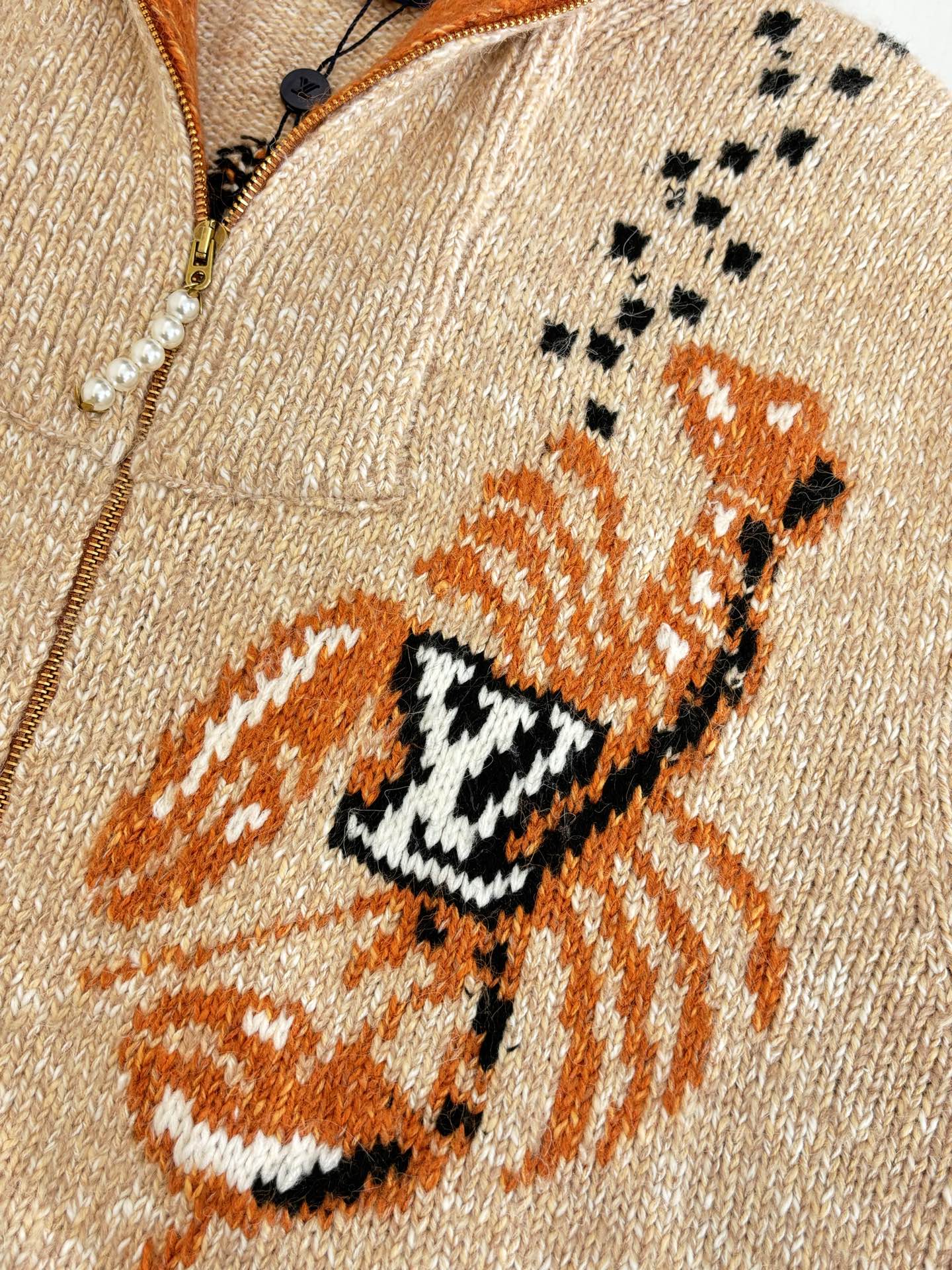 250908 New top-quality lobster patchwork wool knitted zipper jacket