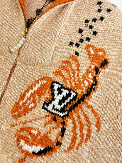 250908 New top-quality lobster patchwork wool knitted zipper jacket