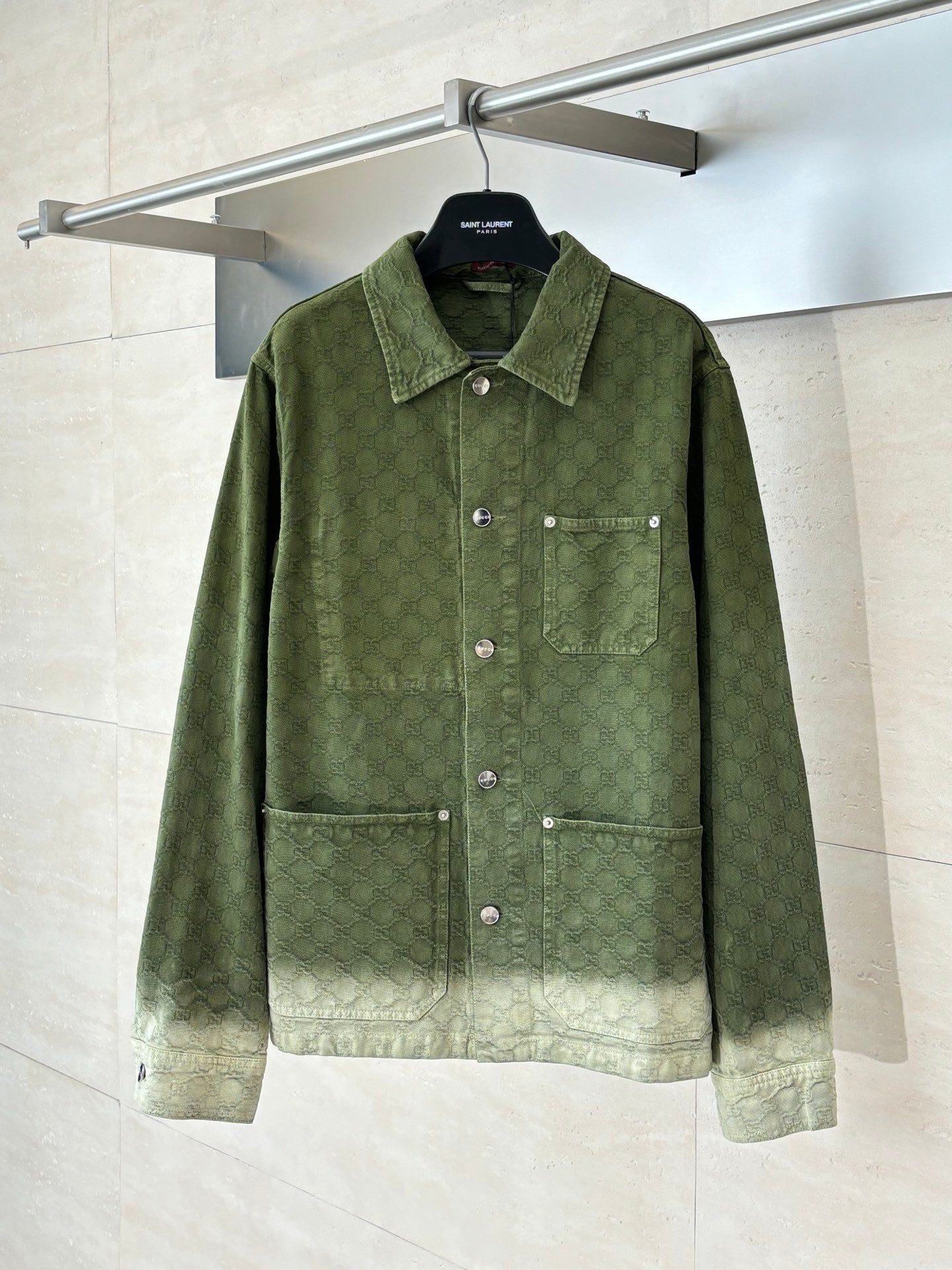 250908 A new high-quality dark-patterned jacquard gradient denim jacket